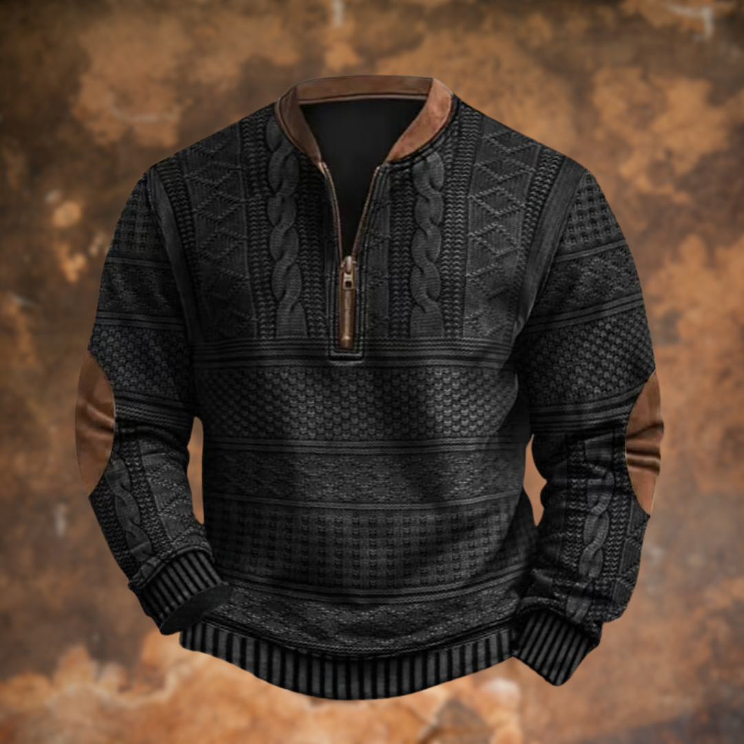 Comfortabele herentrui met rits, perfecte herfst/wintermode voor elke dag; warm en casual.