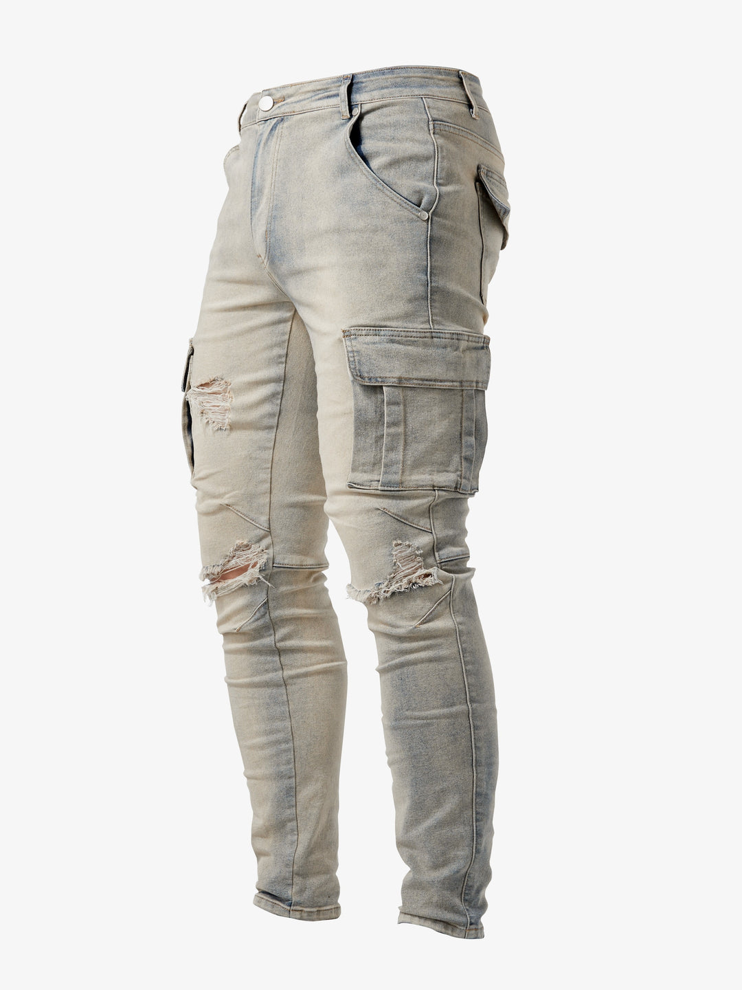 Comfortabele heren slim fit cargo jeans van stretchdenim, met veel zakken en een trendy uitstraling.