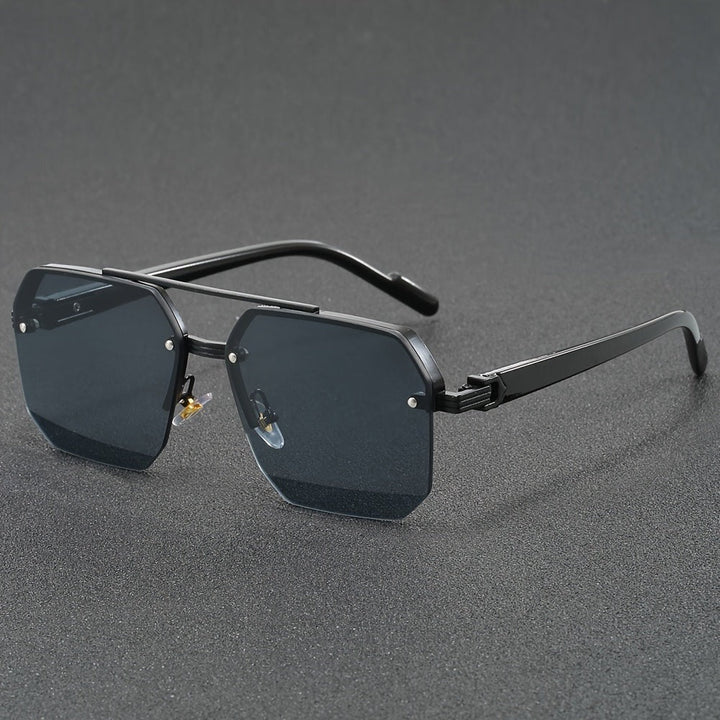 Moderne unisex halfrandloze zonnebril, ideaal voor casual gebruik of als stijlvol cadeau. Lichtgewicht.