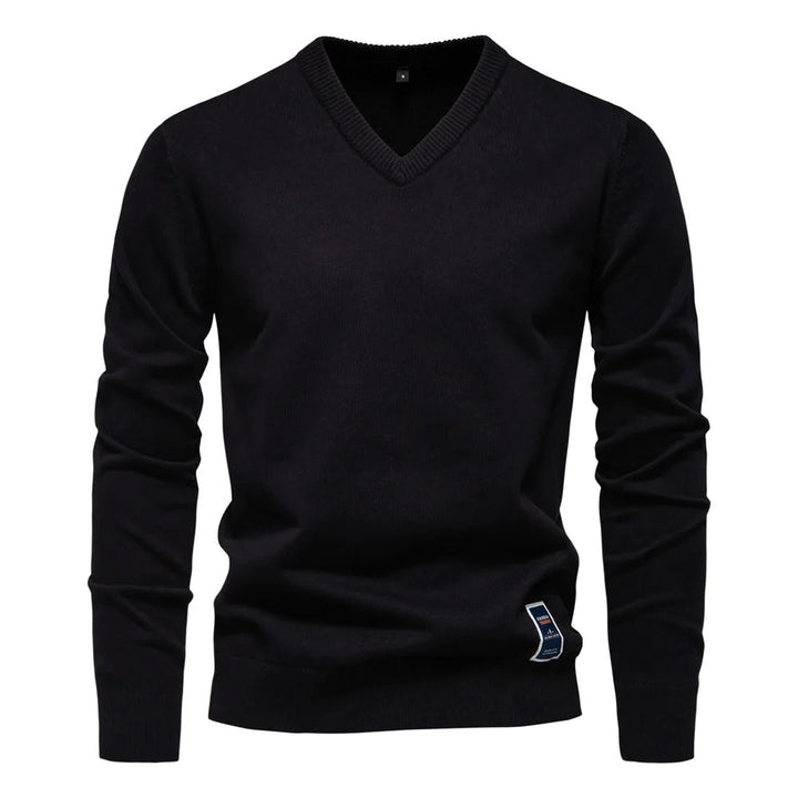 Zakelijke heren pullover met V-hals, combineert comfort met een stijlvolle, eigentijdse uitstraling.