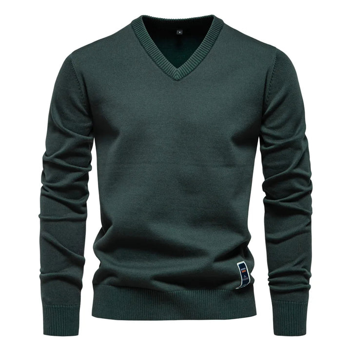Elegante heren V-hals trui voor zowel casual als zakelijke gelegenheden. Stijlvolle mannenmode.