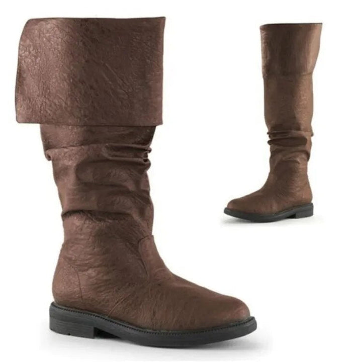 Heren hoge laarzen: denimprint cowboylaarzen. Stijlvolle en comfortabele herenschoenen voor herfst/winter.