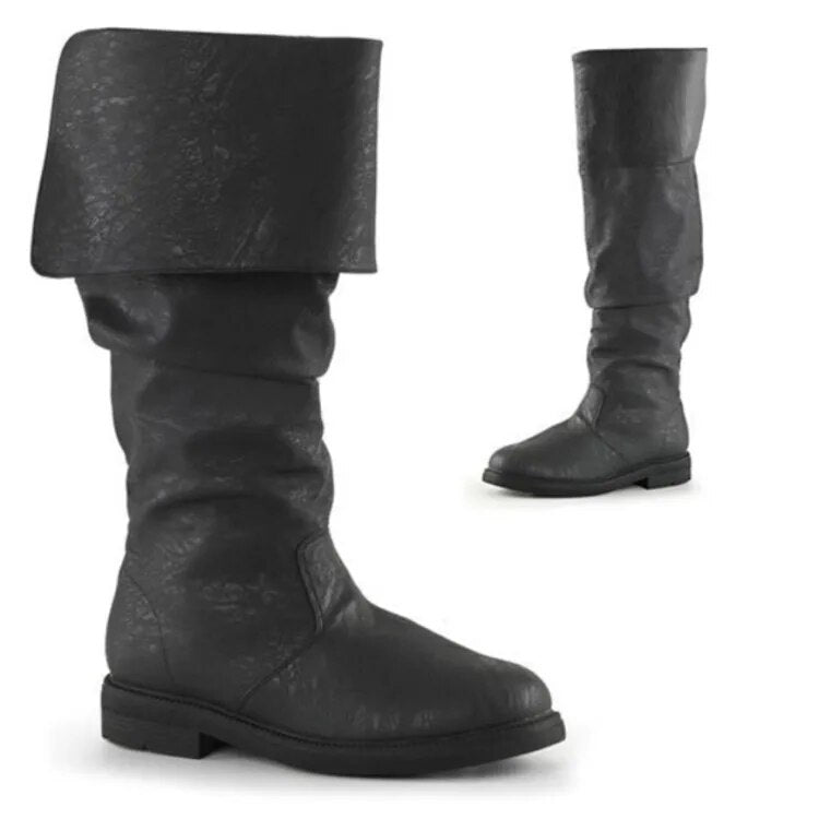Heren hoge cowboylaarzen met trendy denimprint, ideaal voor een modieuze casual look in herfst of winter.