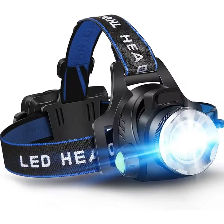 Krachtige, waterdichte LED hoofdlamp voor outdoor avonturen, wandelen & kamperen met helder nachtzicht.