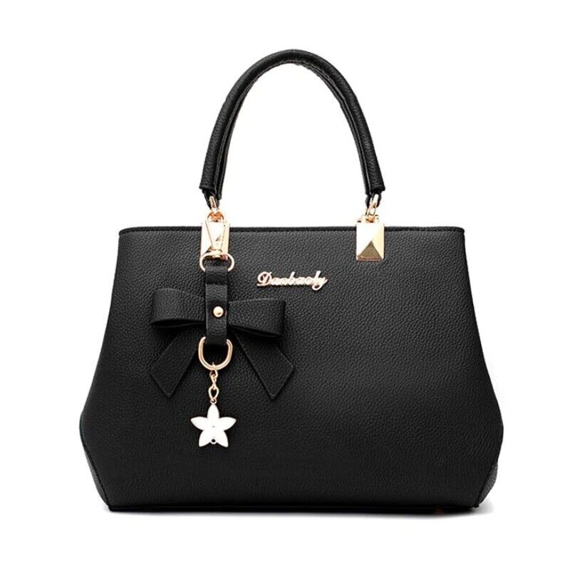Blauwe dames handtas van kunstleer, stijlvol crossbody model met elegante strik, een tijdloos accessoire.