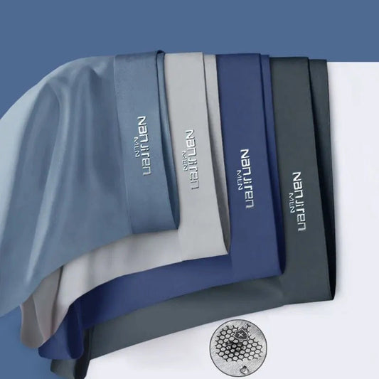 "FrostFlex Ice Silk boxershort set voor heren, 4-delig, ademend, antibacterieel, met elastische tailleband en koel effect."