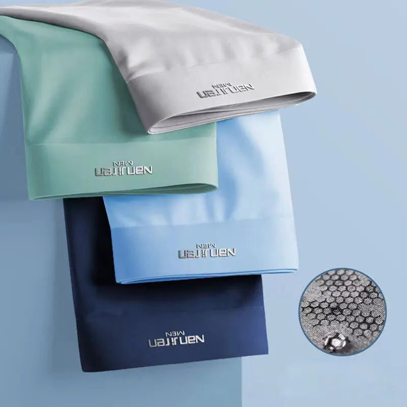 "FrostFlex Ice Silk boxershort set voor heren, 4-delig, ademend, antibacterieel, met elastische tailleband en koel effect."