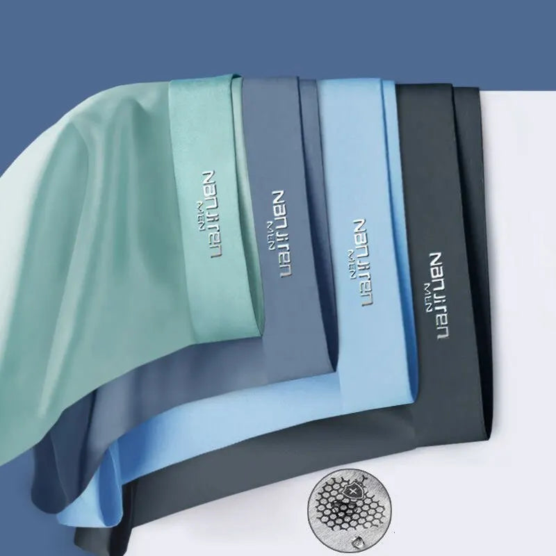 "FrostFlex Ice Silk boxershort set voor heren, 4-delig, ademend, antibacterieel, met elastische tailleband en koel effect."