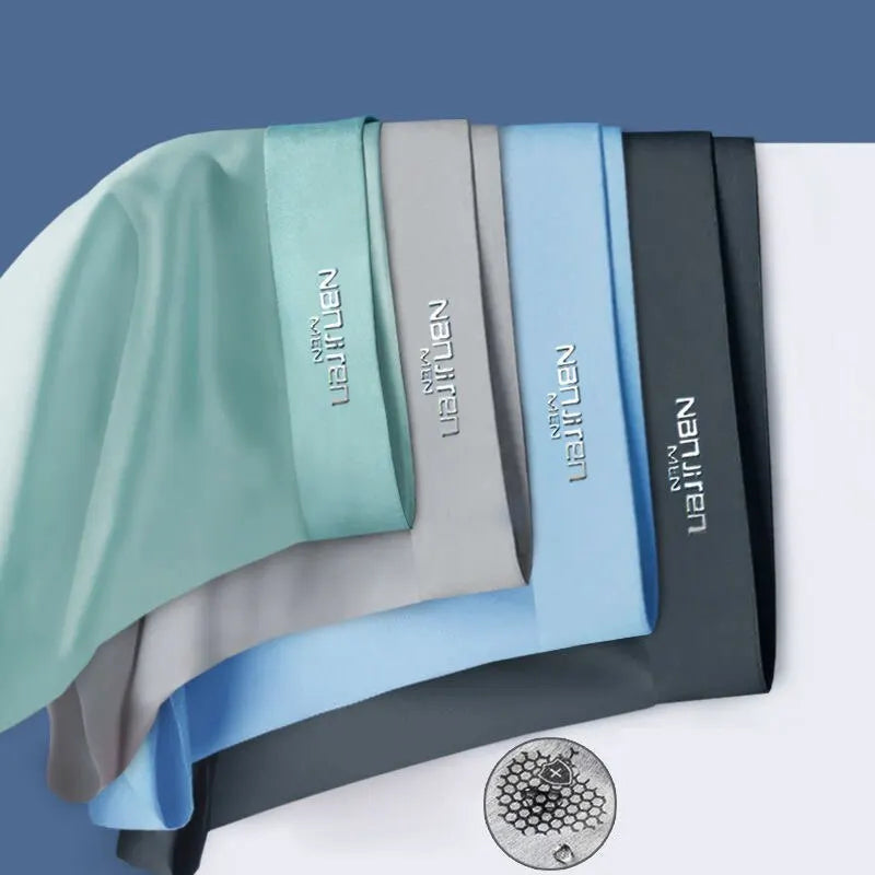 "FrostFlex Ice Silk boxershort set voor heren, 4-delig, ademend, antibacterieel, met elastische tailleband en koel effect."
