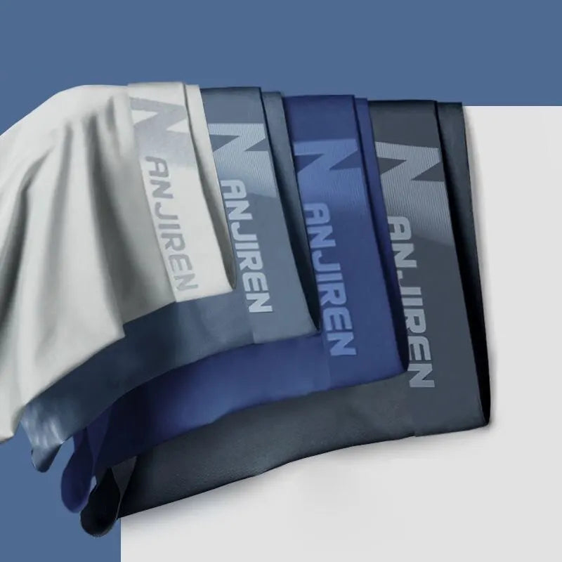 "FrostFlex Ice Silk boxershort set voor heren, 4-delig, ademend, antibacterieel, met elastische tailleband en koel effect."
