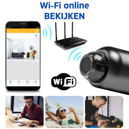 "Full HD compact onopvallende beveiligingscamera met 160° groothoeklens, wifi, nachtzicht en hoge videokwaliteit."