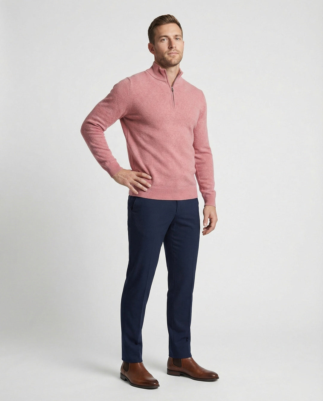 Comfortabele heren pullover met halve rits. Perfect voor dagelijks gebruik, normale pasvorm en warmte.
