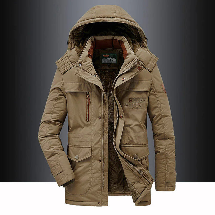 Stijlvolle heren parka Leventis, casual winterjas met fleece voor extra warmte en bescherming; perfecte herenkleding.