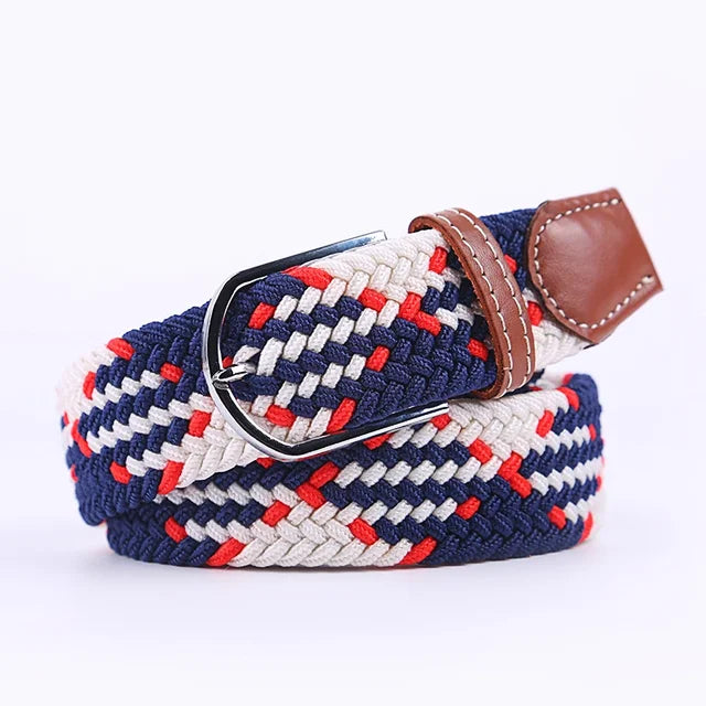 Blauwe flexibele riem, unisex, van elastisch imitatieleer voor dagelijks gemak.