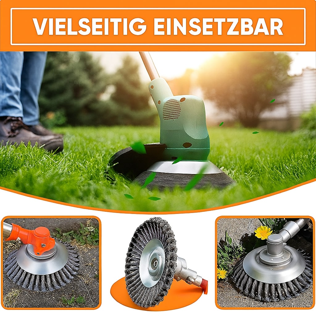 Snelle onkruidverwijderaar: stalen borstelschijf maakt tuinonderhoud makkelijk en efficiënt.