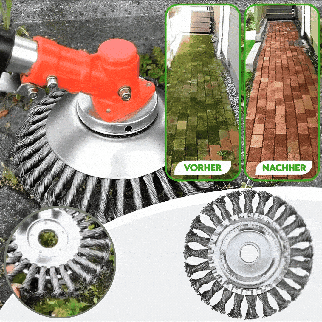 Duurzame stalen borstelschijf voor grastrimmer, essentieel accessoire voor snel tuinonderhoud. [[lstfy-media:2]]