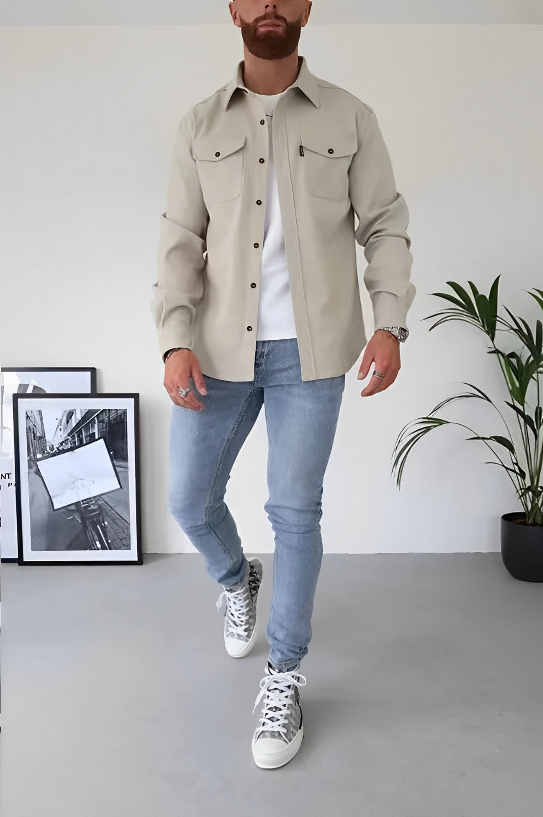 Stijlvol heren overhemd voor casual gelegenheden, ideaal voor een modieuze en comfortabele look.