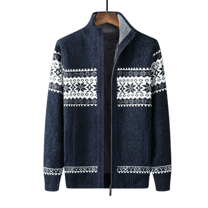 "Gebreid warm wintervest heren, klassiek design, blauwe zachte stof, ideaal voor kou, veelzijdig en stijlvol."