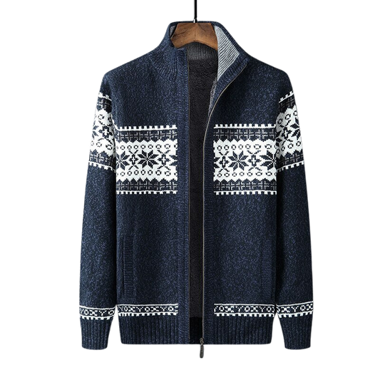 "Gebreid warm wintervest heren, klassiek design, blauwe zachte stof, ideaal voor kou, veelzijdig en stijlvol."