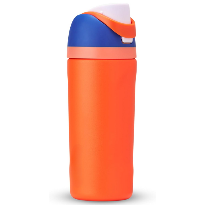 Stijlvolle rvs waterfles met rietje voor kantoor. Geïsoleerd en lekvrij; houdt drank lang koud.