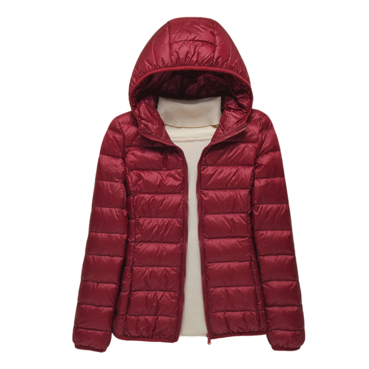 Stijlvolle dames gewatteerde jas met capuchon, ademend en lichtgewicht, perfect voor de lente.