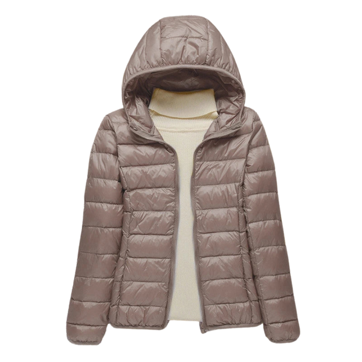 Modieuze en elegante damesjas, gewatteerd met capuchon, ideaal voor een stijlvolle look.