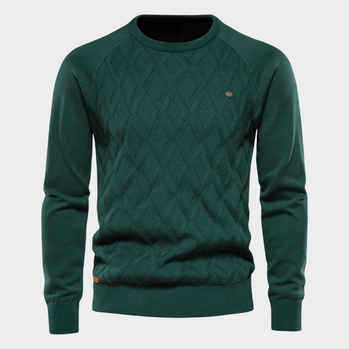 Stijlvolle heren sweater met ronde hals, zacht en comfortabel. Een luxe toevoeging aan elke casual garderobe.