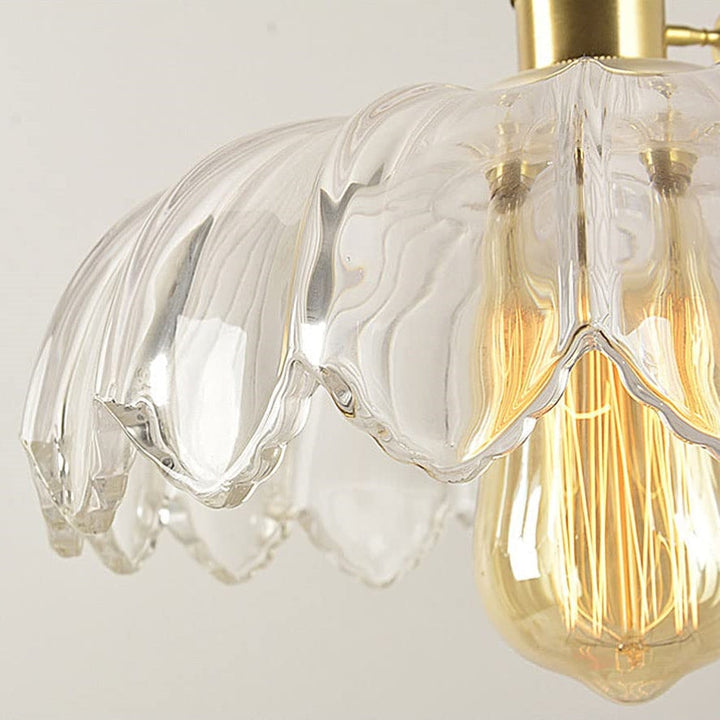 Elegante bellen design hanglamp, mix van transparante en amberkleurige bellen.