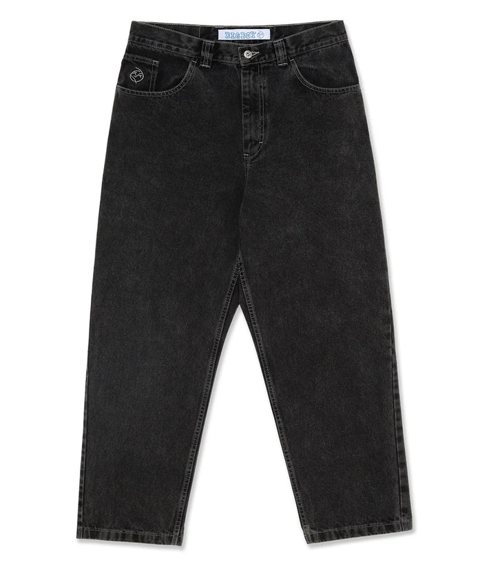 Zwarte heren baggy jeans met extra wijde pijpen, ideaal voor skate en streetwear.