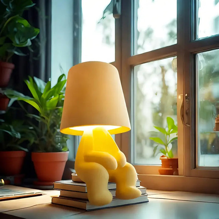 USB-oplaadbare GlowFigur tafellamp, draadloos en gezellig, perfect voor kinder- of slaapkamer.