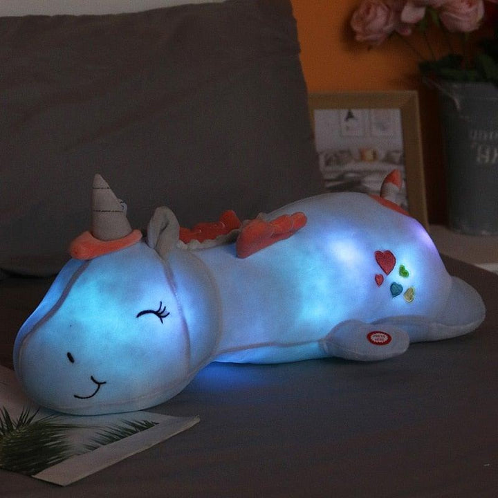 Glowie pluche eenhoorn met LED licht, een uniek en zacht cadeau voor kinderen, ook als decoratie.