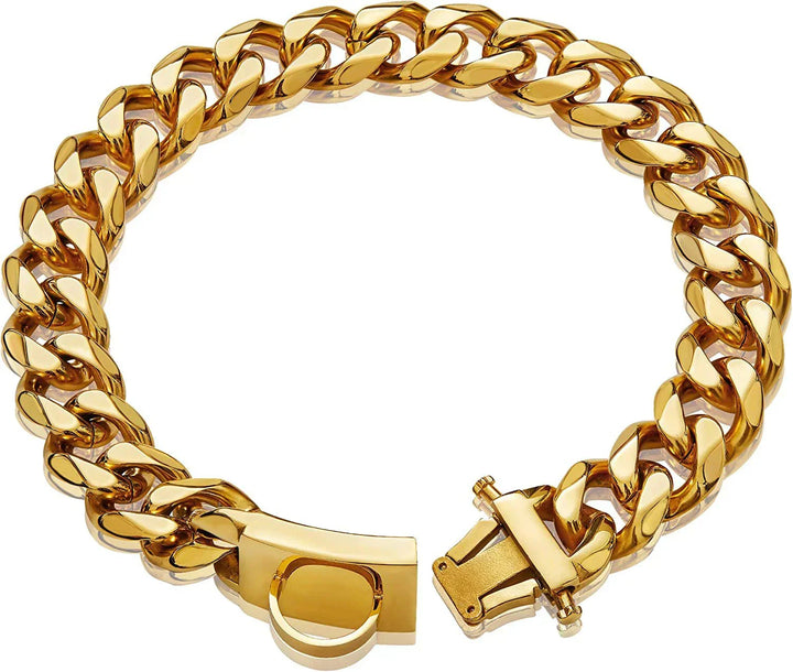 Luxe kettinghalsband van titanium staal voor grote, krachtige honden. Robuust en duurzaam ontwerp.