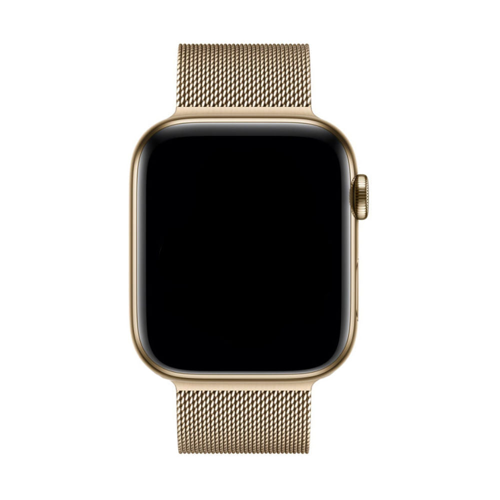 Duurzame Milanese Apple Watch armband in RVS, verstelbaar met magneet, ideaal voor dagelijks gebruik.