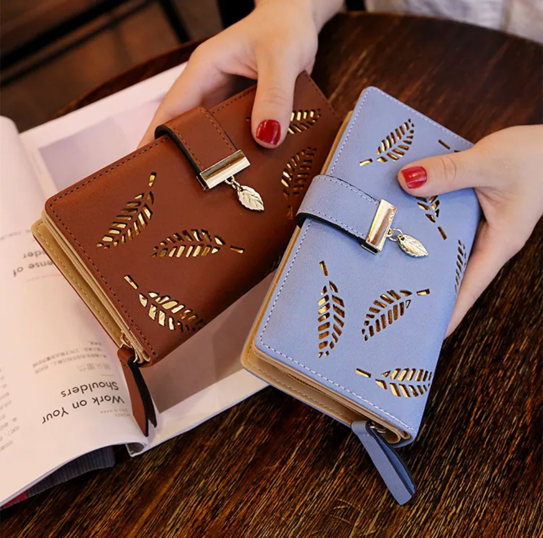 Gouden bladeren dames portemonnee: een trendy en functioneel PU leren accessoire.