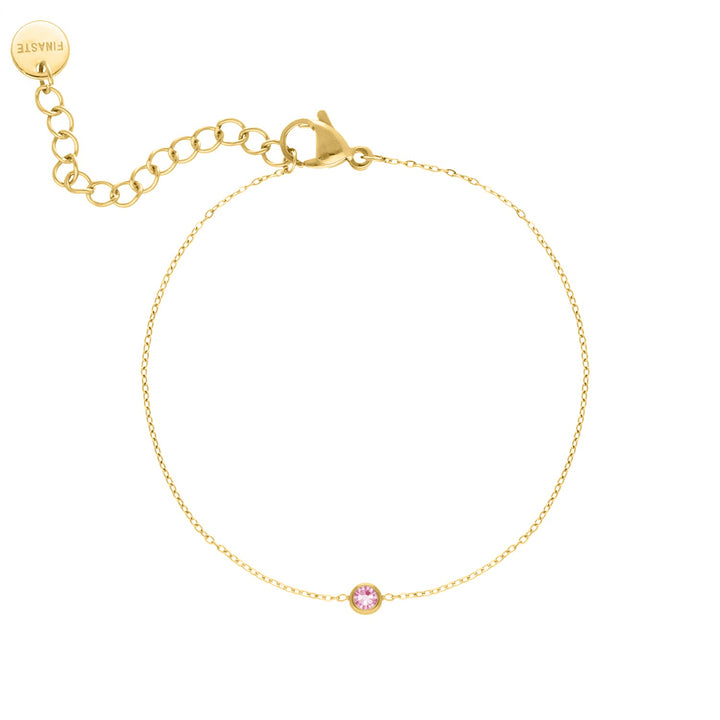 Gouden dames armband met ronde geboortesteen. Persoonlijk sieraad, perfect cadeau.