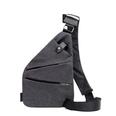 Antidiefstal crossbody tas voor mannen, stijlvol grijs ontwerp voor gadgets en dagelijks gebruik.