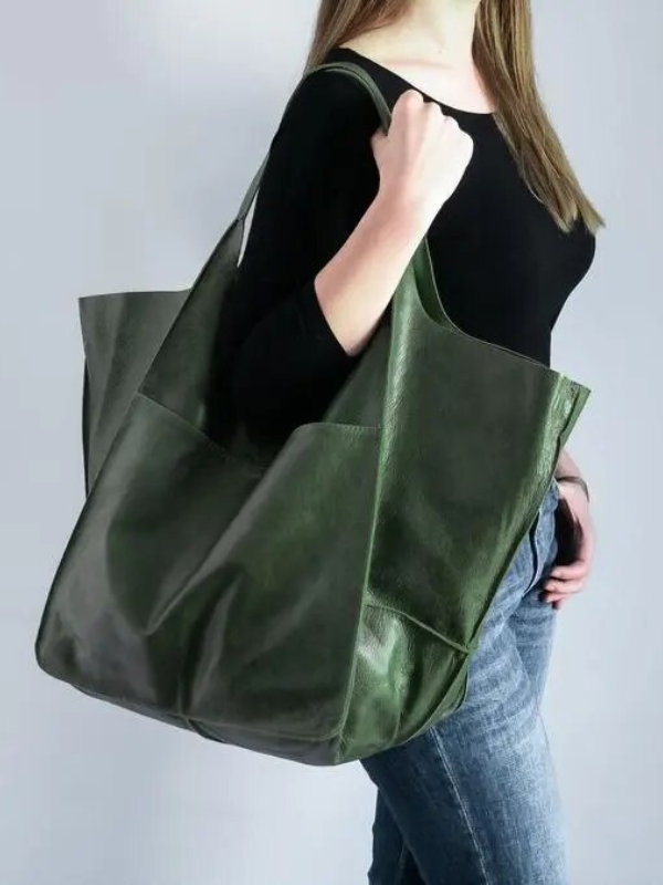 Retro dames strandtas Maxine, PU-leer, klassiek design voor zomer en strand.