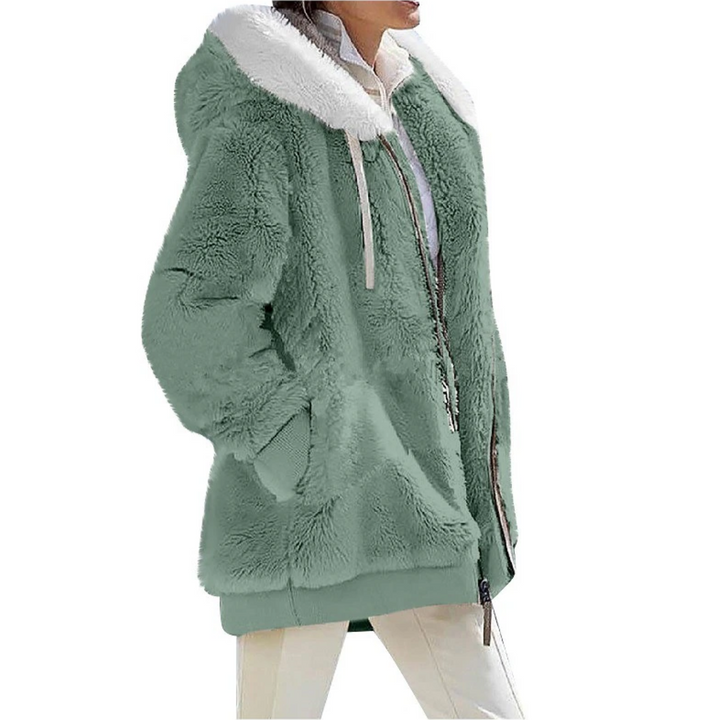 Modieus en comfortabel dames hoodie vest in kasjmierfleece, een stijlvolle toevoeging aan je garderobe.