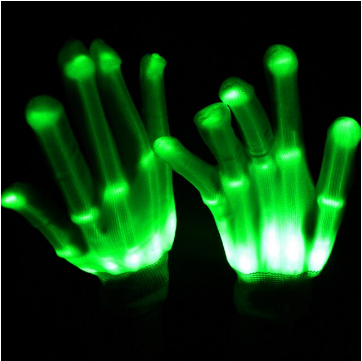 Feestelijke kinderhandschoenen met kleurrijke LED neon verlichting, ideaal voor dans en glow parties.