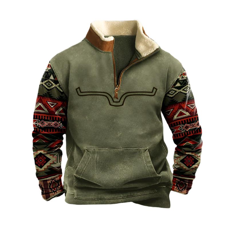Heren trui met halve rits, warm en comfortabel. Ideale pullover voor winter en herfst.