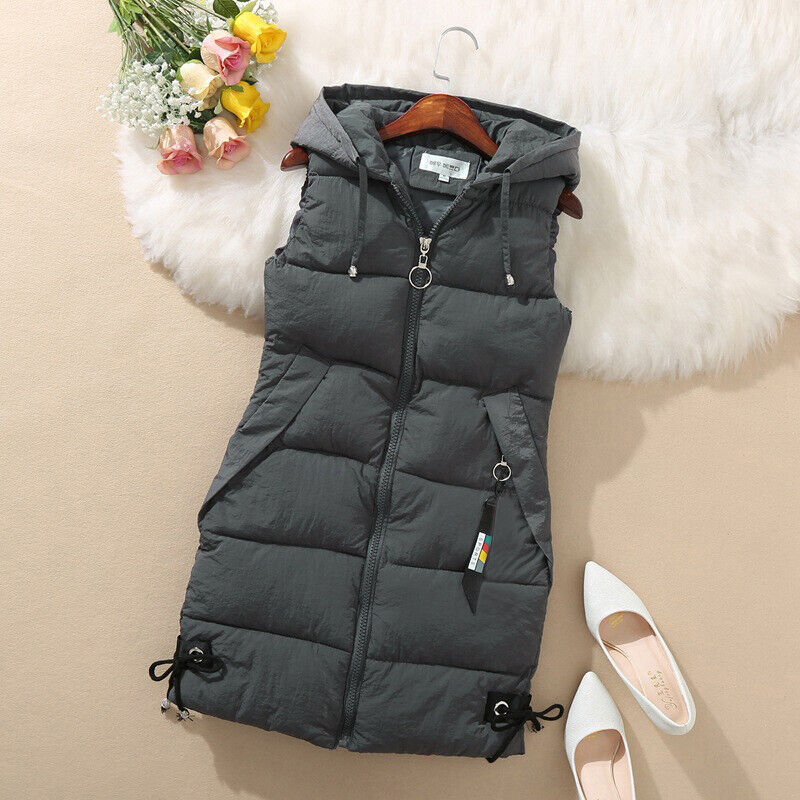 Casual dames vest bodywarmer met afneembare capuchon, warm en comfortabel.