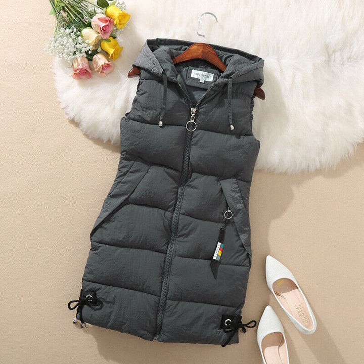 Casual dames vest bodywarmer met afneembare capuchon, warm en comfortabel.