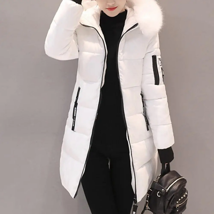 Dames Elinora windbestendige winterjas met warme capuchon, comfortabel en stijlvol voor winterkleding.
