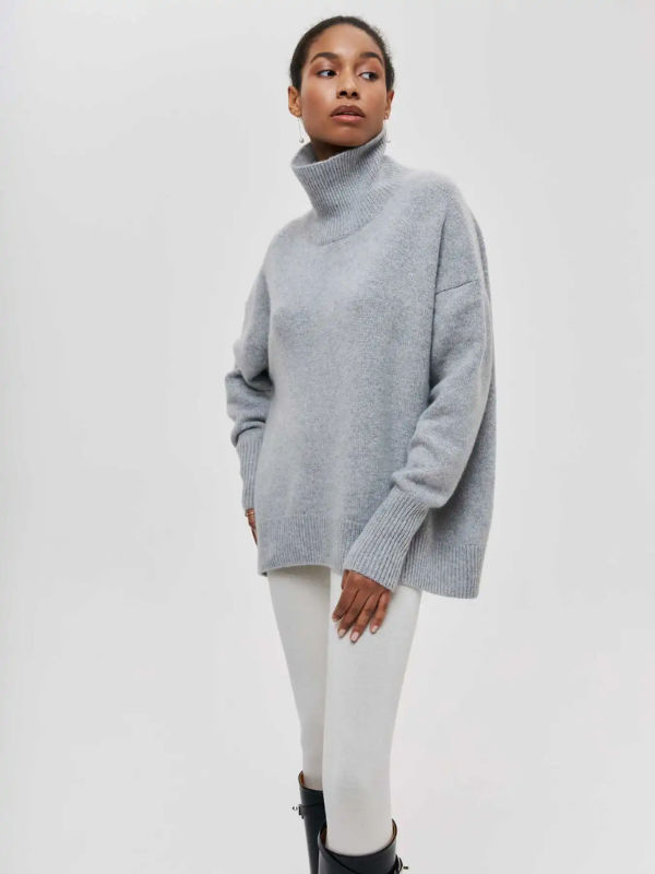 Effen gebreide dames coltrui, warme winter kleding met lange mouwen.