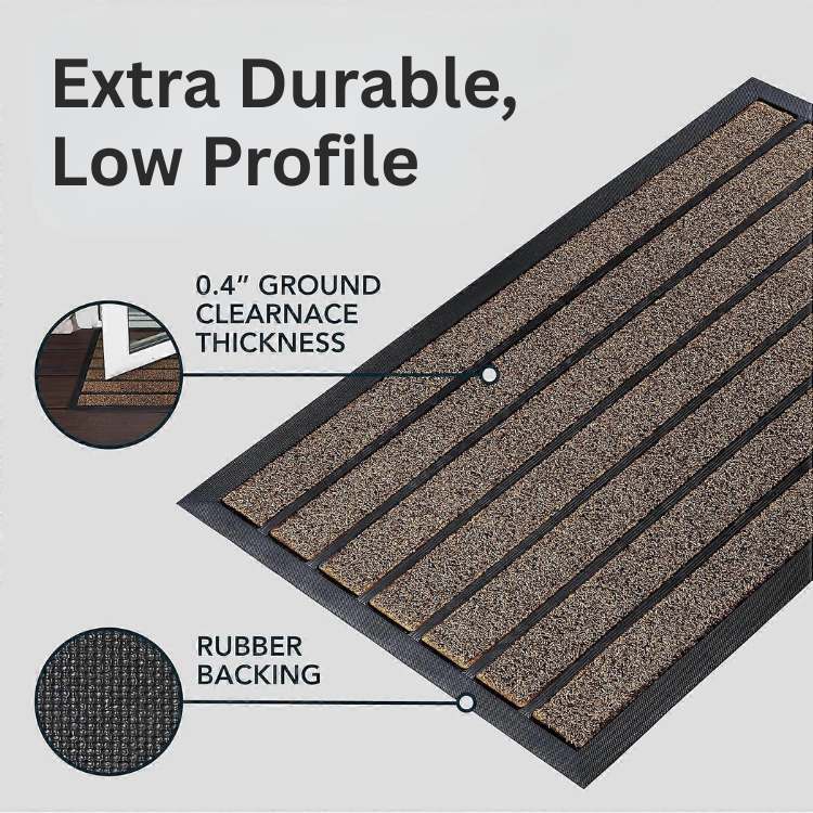 Gestreept design van de GripLine antislip deurmat. Robuuste rubbermat voor een nette en veilige entree.