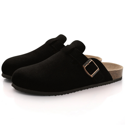 Groene kurk pantoffels voor dames met ergonomisch ontwerp, zacht fleece voetbed en ademend bovenwerk voor ultiem comfort.
