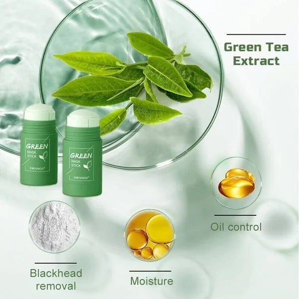 Zuiverend groene thee masker stick voor gezichtsverzorging; diepe reiniging, hydraterend, pakt mee-eters aan.
