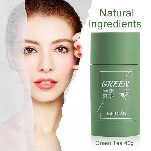 Handige groene thee gezichtsmasker stick voor egale applicatie; zuiverend, hydraterend en tegen onzuiverheden.