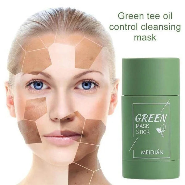 Groene thee gezichtsmasker stick voor natuurlijke huidverzorging; zuivert poriën, bestrijdt mee-eters, hydrateert.
