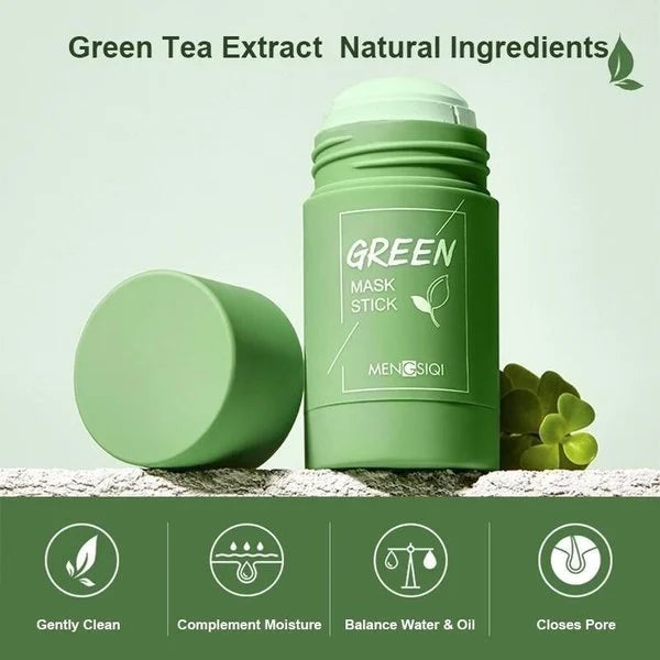 Groene thee masker stick: effectieve diepe reiniging voor een frisse huid; pakt mee-eters en verstopte poriën aan.